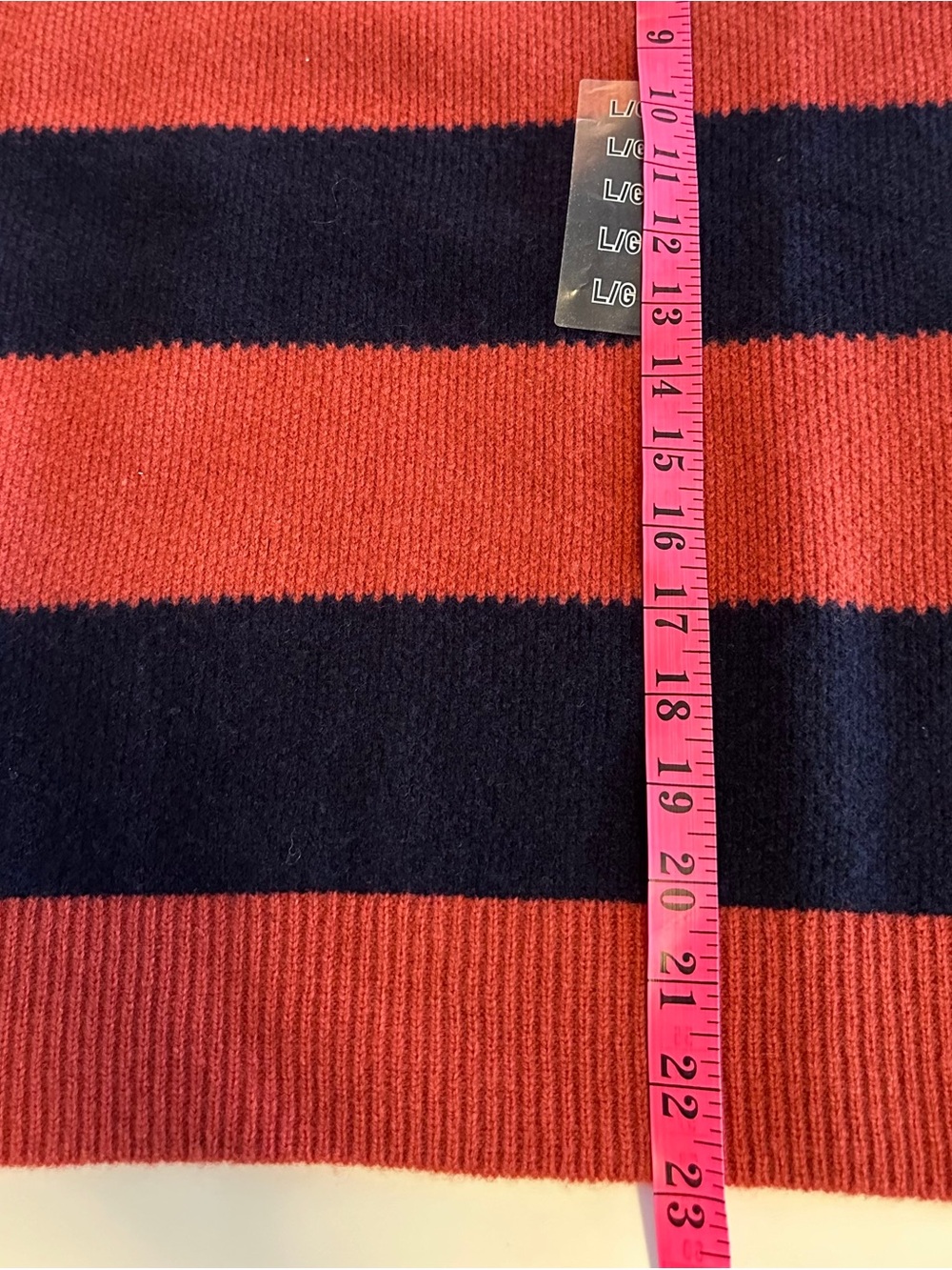 Ladies Uniqlo Crewneck Stripe Sweater - Orange/Rust and Navy - Picture 7 of 9